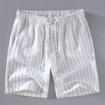 Linen Cotton Blend Striped Shorts