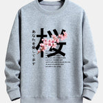 Slogan Cherry Blossom Print Relax Fit Sweatshirt