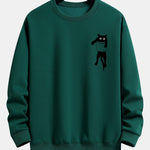 Pocket Cat Print Relax Fit Sweatshirt