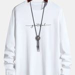 Long Sleeve Grateful Print Cotton T-Shirt