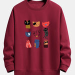 Cartoon Cat Print Relax Fit Sweatshirt