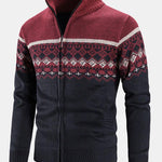 Geometric Print Zip Up Sweater