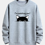 Cute Cat Slogan Print Relax Fit Sweatshirt