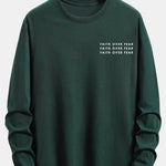 Long Sleeve Slogan Print Cotton T-Shirt