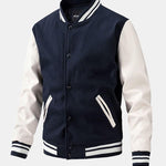 Contrast Wool Look PU Baseball Jacket