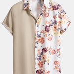 Floral Patchwork Print Button Up Shirt & Swim Shorts