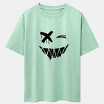Dissolved Smiley Face Print Drop Shoulder Oversize T-Shirt
