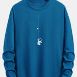 Long Sleeve Astronaut On A Rope Print Cotton T-Shirt