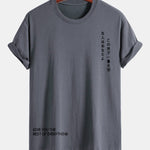 Regular Fit Japanese Slogan Print Cotton T-Shirt