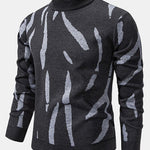 Abstract Print Mock Neck Sweater