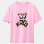 Camouflage Dissolving Bear Print Drop Shoulder Oversize T-Shirt
