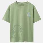 Fire-breathing Dinosaur Print Drop Shoulder Oversize T-Shirt