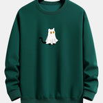 Cat Pretending To Be A Ghost Print Relax Fit Sweatshirt