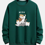 Cute Cat Print Relax Fit Sweatshirt