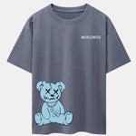 Worldwide Bear Print Drop Shoulder Oversize T-Shirt