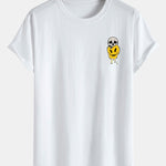 Skull Evil Face Print Cotton Arc Hem T-Shirt