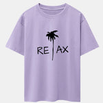 Relax Palm Tree Print Drop Shoulder Oversize T-Shirt