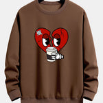 Drinking Coffee With A Broken Heart Print Relax Fit Sweatshirt