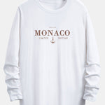 Long Sleeve Monaco Print Cotton Arc Hem T-Shirt
