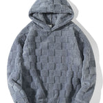 Relax Fit Checkerboard Teddy Hoodie