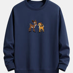 Two Little Deer Print Relax Fit Sweatshirt