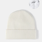 Warm Fleece Lined Knit Beanie Hat Cuffed Cap