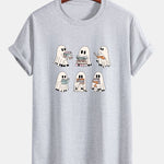 Regular Fit Ghost Reading Book Print Cotton T-Shirt