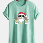 Regular Fit Hip Hop Santa Print Cotton T-Shirt