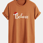 Regular Fit Christmas Believe Print Cotton T-Shirt