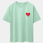 Smiley Heart Print Drop Shoulder Oversize T-Shirt
