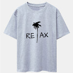 Relax Palm Tree Print Drop Shoulder Oversize T-Shirt