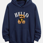 Hello Sunglasses Bear Print Relax Fit Hoodie