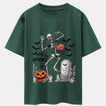 Halloween Skeleton Stay Spooky Print Drop Shoulder Oversize T-Shirt