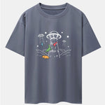 UFO Take Away Dinosaurs Print Drop Shoulder Oversize T-Shirt