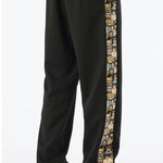 Bear Print Patchwork Straight Leg Pants