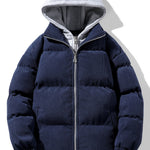 2 In 1 Corduroy Zip Up Hooded Puffer Coat