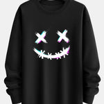 Brushstroke Smiley Print Relax Fit Sweatshirt