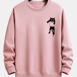 Pocket Cat Print Relax Fit Sweatshirt