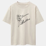 Rose Slogan Print Drop Shoulder Oversize T-Shirt