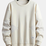 Textured Fabric Patchwork Crew Neck Sweatshirt