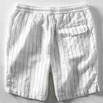 Linen Cotton Blend Drawstring Striped Shorts
