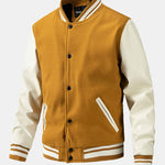 Contrast Wool Look PU Baseball Jacket