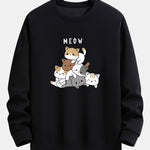 Cute Cat Print Relax Fit Sweatshirt