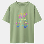 Gradient Dissolving Bear Print Drop Shoulder Oversize T-Shirt