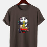 Panda Eating Ramen Print T-Shirt