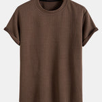 Geometric Jacquard Short Sleeve Arc Hem T-Shirt