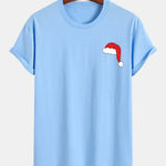 Regular Fit Santa Hat Print Cotton T-Shirt