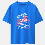 Dissolving Bear Print Drop Shoulder Oversize T-Shirt