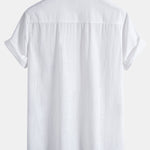Linen Look Cotton Stand Collar Shirt