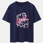 Dissolving Bear Print Drop Shoulder Oversize T-Shirt